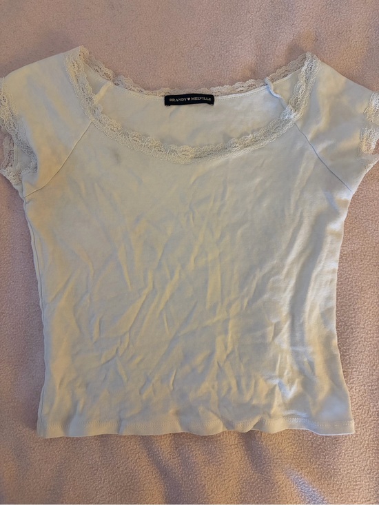 Brandy Melville Tops - Brandy Melville Ivory Lace-Edge Scoop Crop Top
